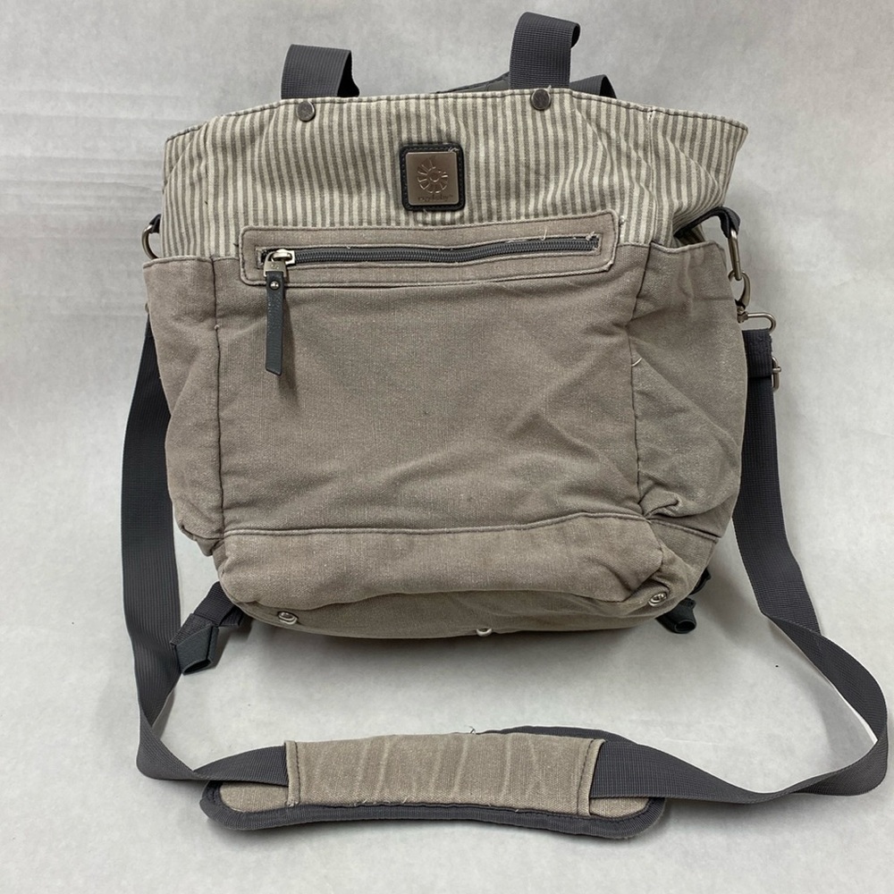 Ergobaby brand diaper bag with changing mat. Color: grey